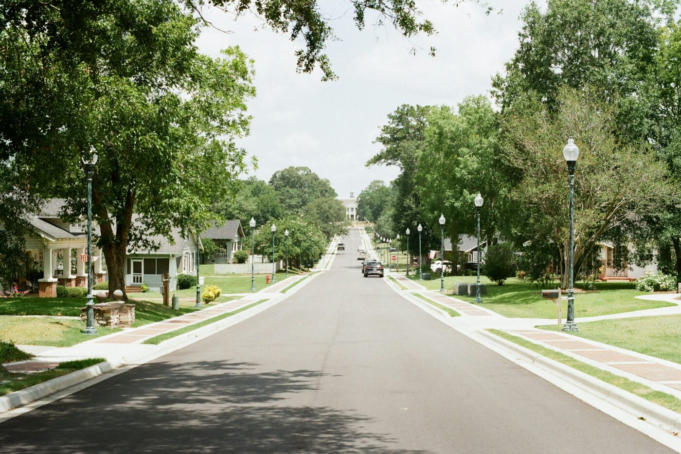 A quiet residential street lined with trees